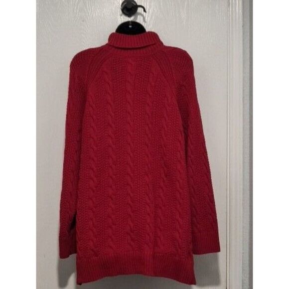 Jeanne Pierre Turtleneck Sweater Women Sz 3XL Cable Knit Maroon Festive Winter - Picture 2 of 7